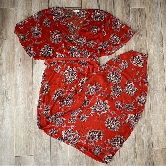 Love Fire Chiffon Swimsuit Cover Up Maxi Dress Size L - Picture 1 of 3